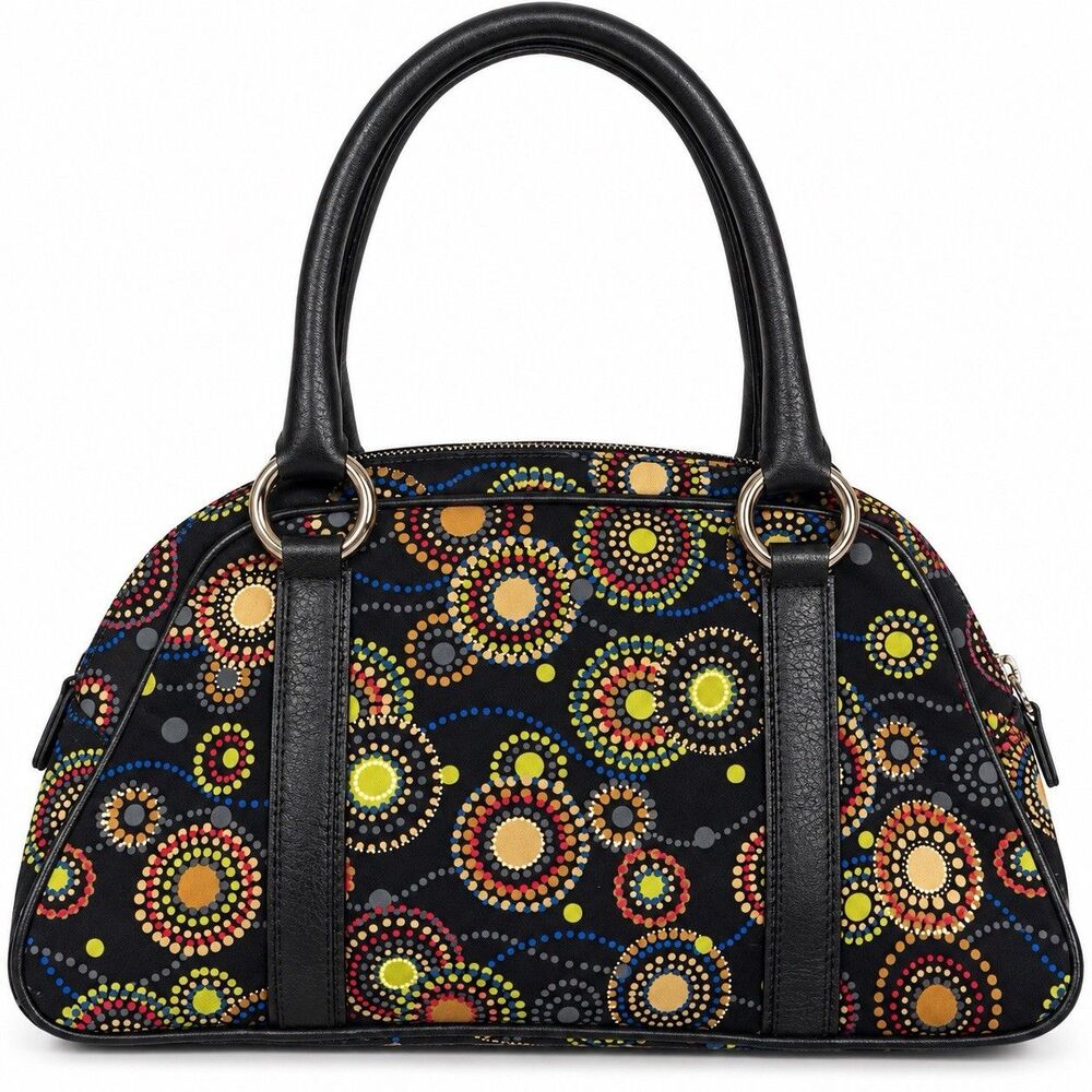 Talbots Brown Paisley Canvas Leather Satchel Handbag Womens Shoulder Bag
